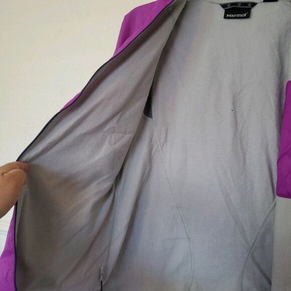 Marmot Windbreaker Rain Jacket Women M Full Zip Trail Wind Hoody Hiking Packable - Picture 16 of 16